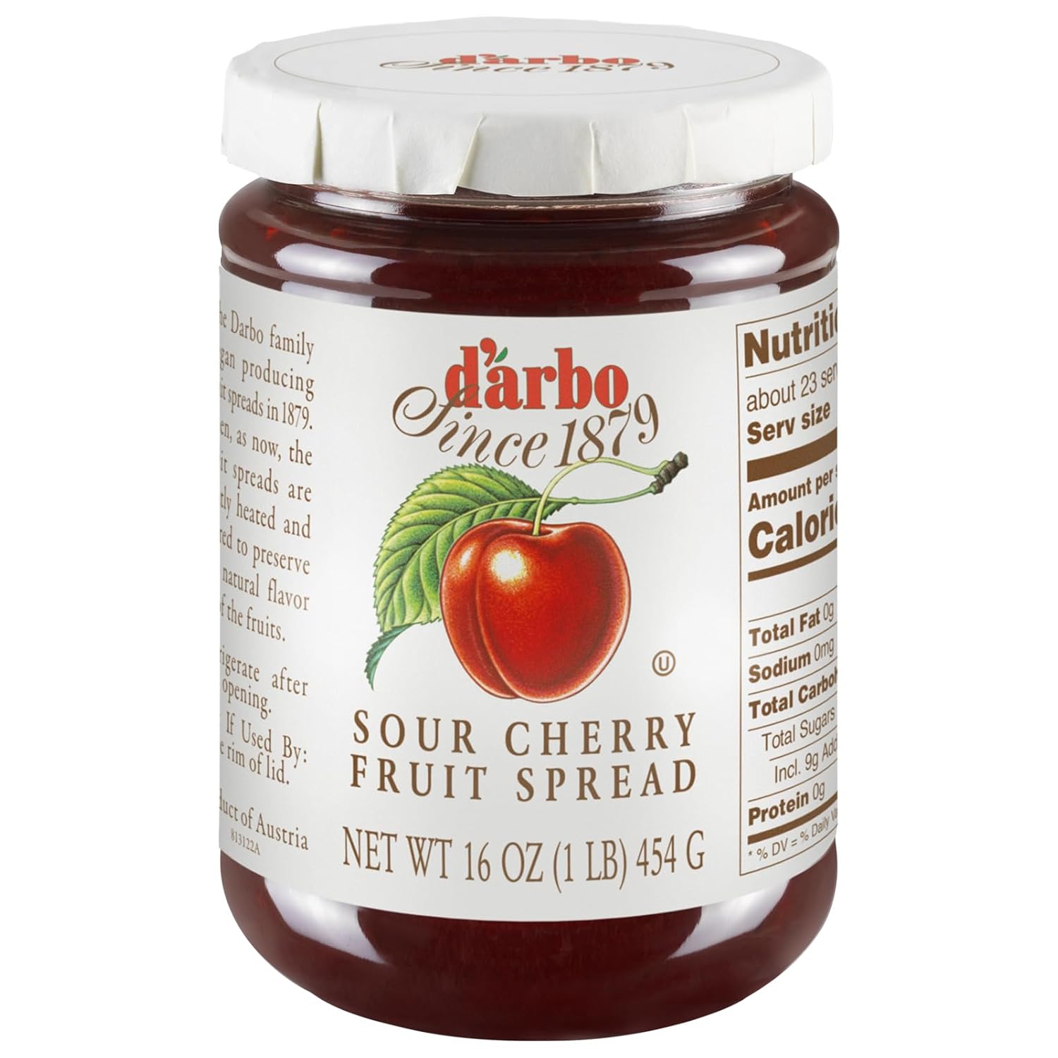 D’arbo All-Natural Sour Cherry Fruit Spread, 16 oz [Pack of 6] | Crafted Tradition | Pure Fruit Flavor No Artificial Preservatives—Ensuring a Naturally Sweet and Flavorful Spread.