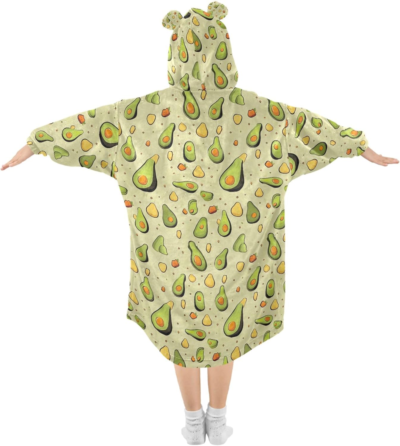 Avocado Fruit Kids Wearable Blanket Hoodie with Pocket and Sleeves for Toddlers, Cute Hoodies Girls Boys B0403847