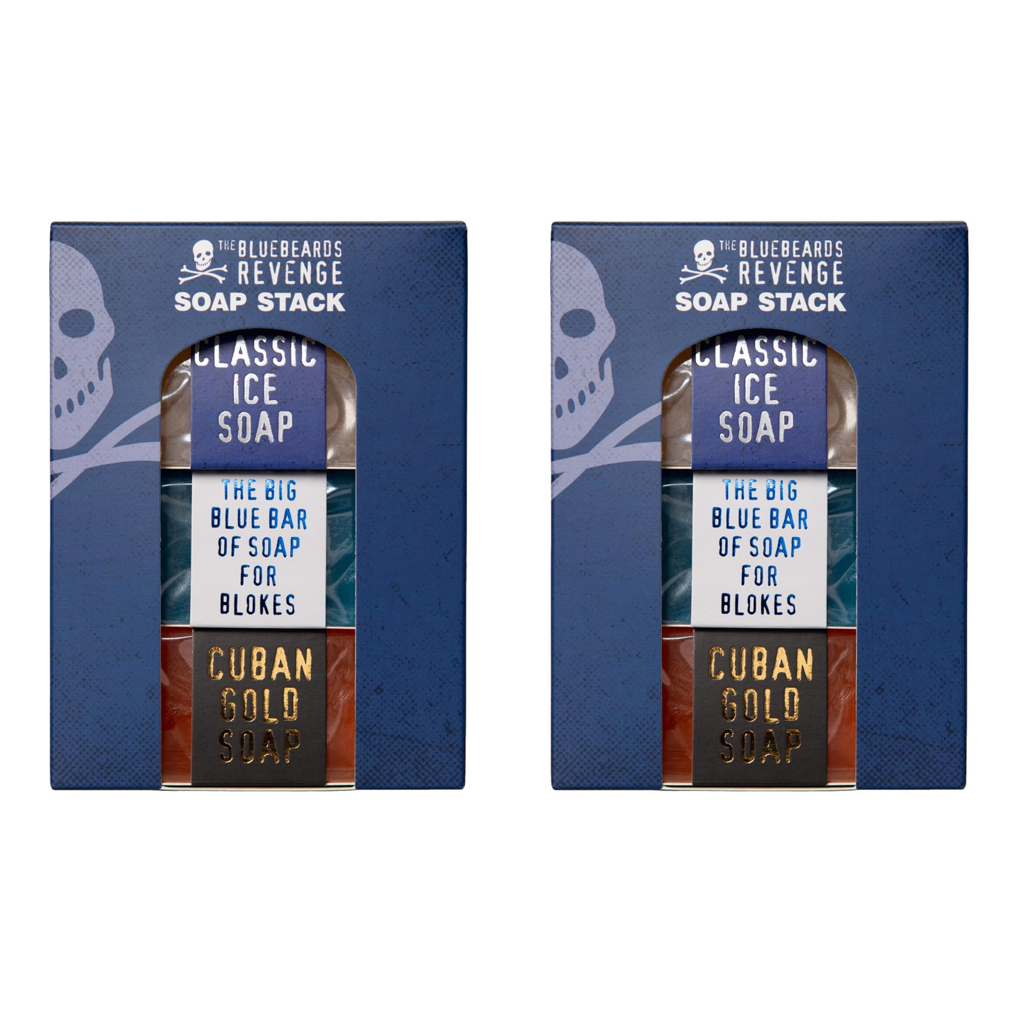 The Bluebeards Revenge Mens Soap Stack Gift Set, Soap Bars For Hands and Body, Includes Big Blue, Cuban Gold And Classic Ice Soap, Duo Pack