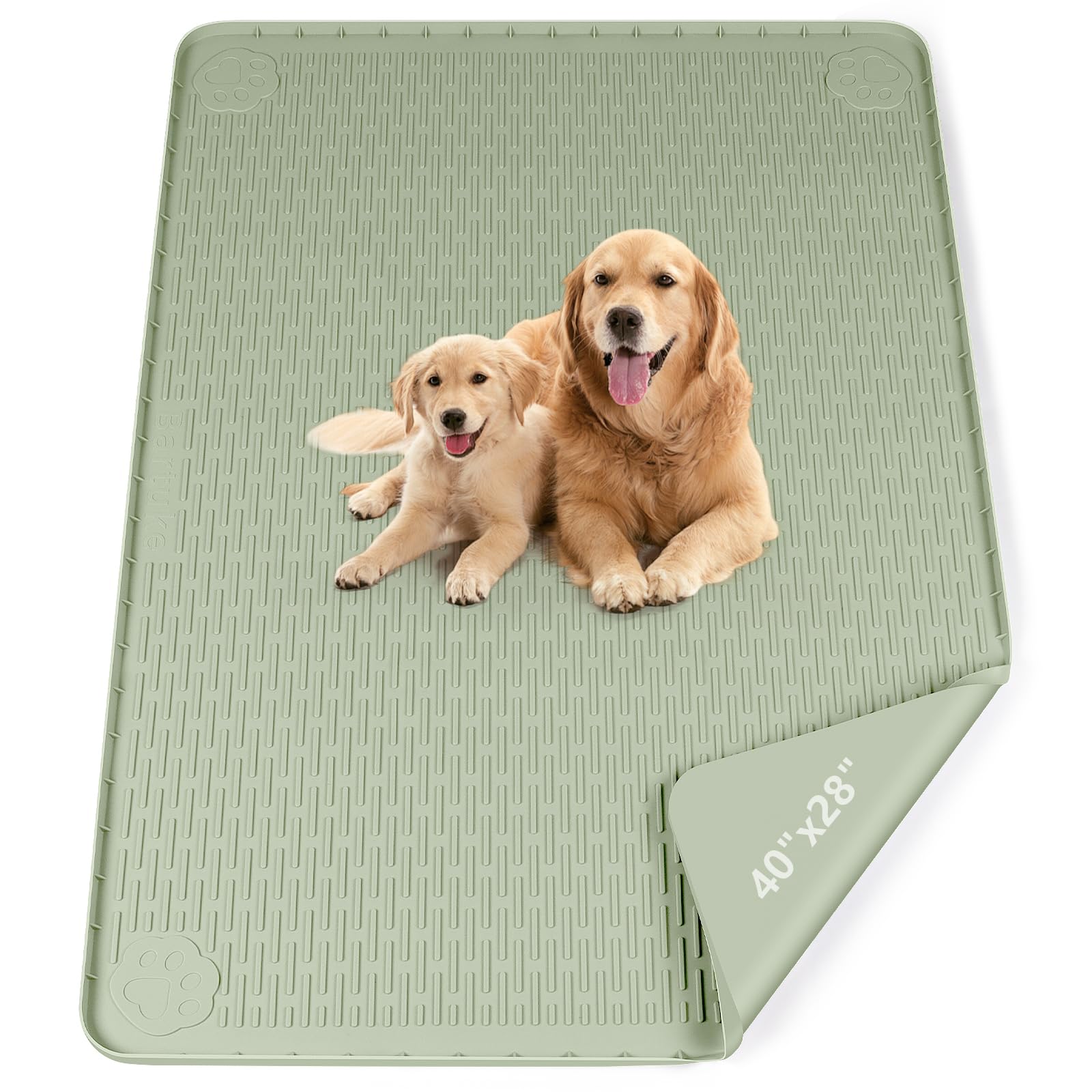 Tappetino per pipì per cani, 101x71cm, riutilizzabile, in silicone, lavabile, per addestramento al vasino, antiscivolo, a prova di perdite, protezione per il pavimento (Verde)