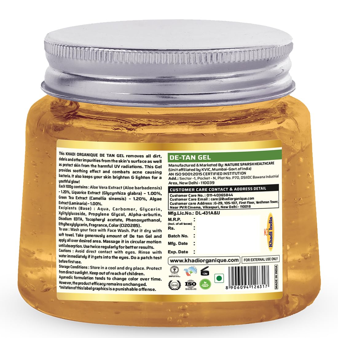 Khadi organic de-tan Aloe Vera gel with gel drugs, green tea and algae to lighten sun tan, dark spots and acne. Deep Hydrating Tan and Dulneness Removal Aloe Vera Jail | Best for all types of all types - 200 grams Khadi organic de-tan Aloe Vera gel with gel drugs, green tea and algae to lighten sun tan, dark spots and acne. Deep Hydrating Tan and Dulneness Removal Aloe Vera Jail | Best for all types of all types - 200 grams