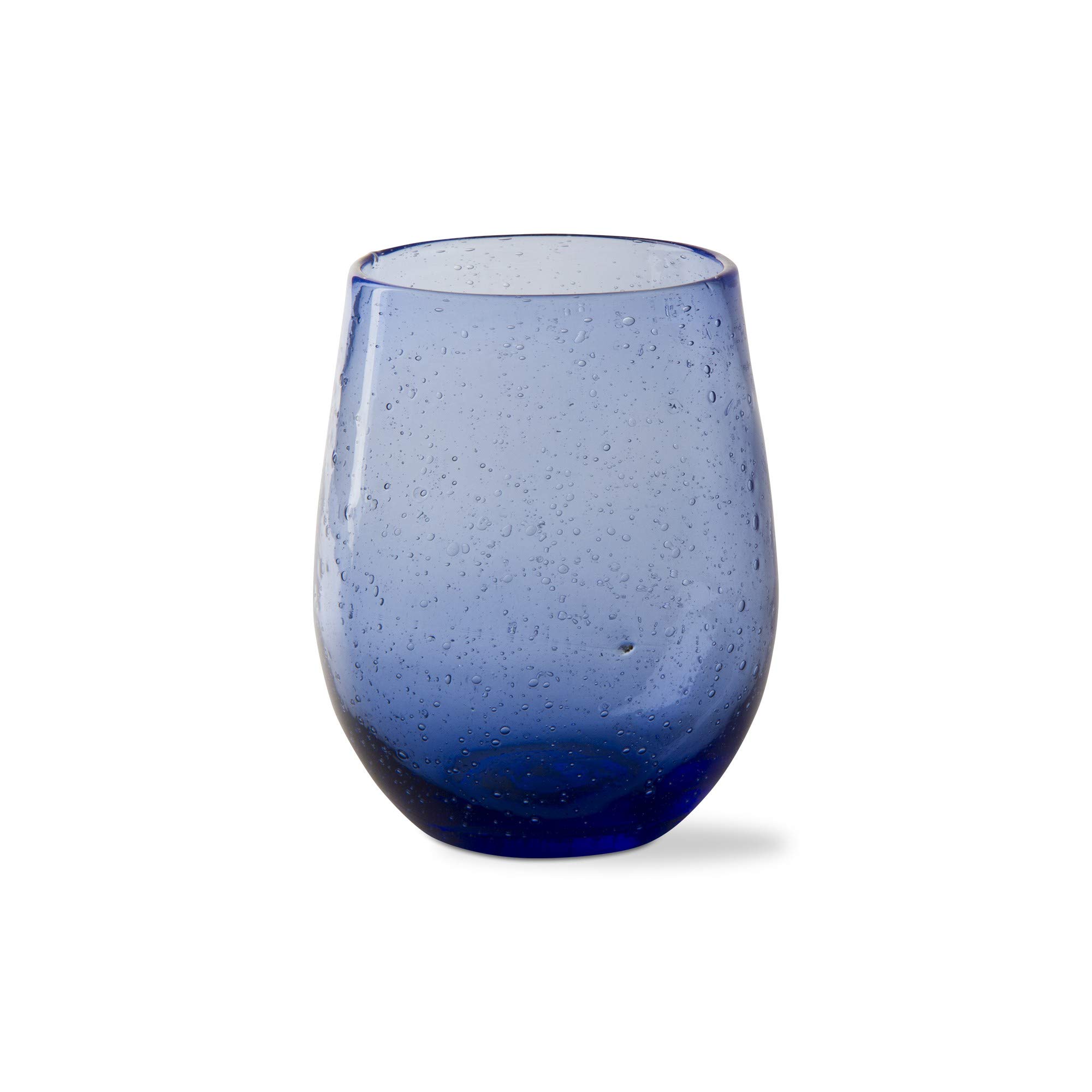 tag 16 oz. Single Bubble Glass Stemless Wine Drinkware Navy Dishwasher Safe Beverage Glassware for Dinner Party Wedding Resturant Navy