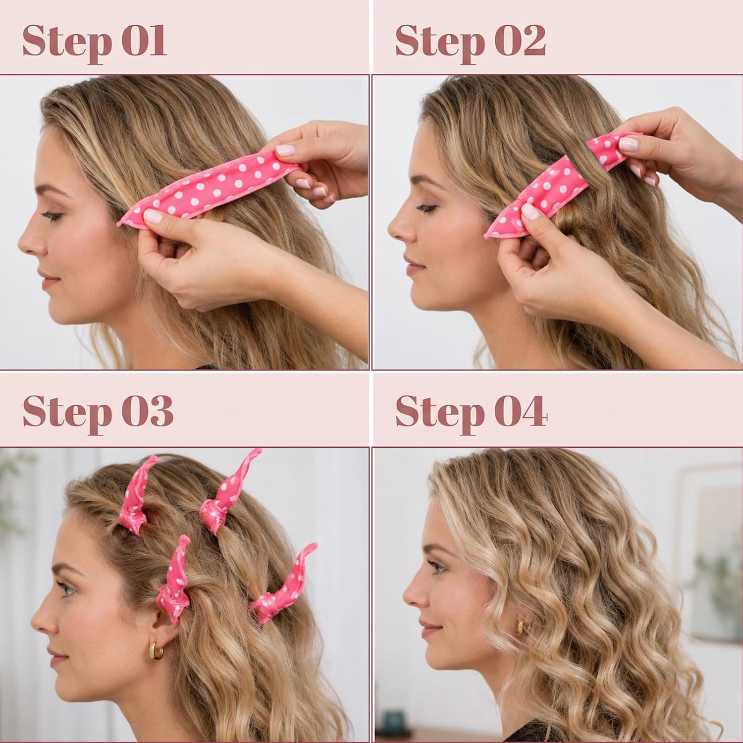 12 Pcs Hair Curler Rollers Soft Satin Sponge Curlers