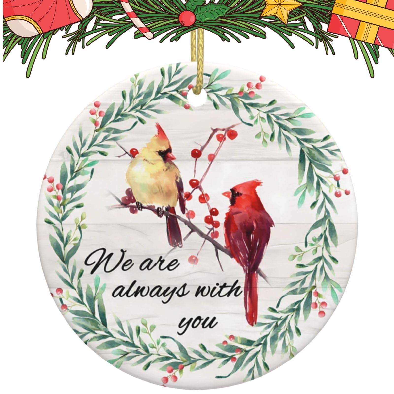 Once by My Side Forever in My Heart - Cardinal Christmas Ornaments - Tree Hanging Gifts, In Memory of Loved Ones