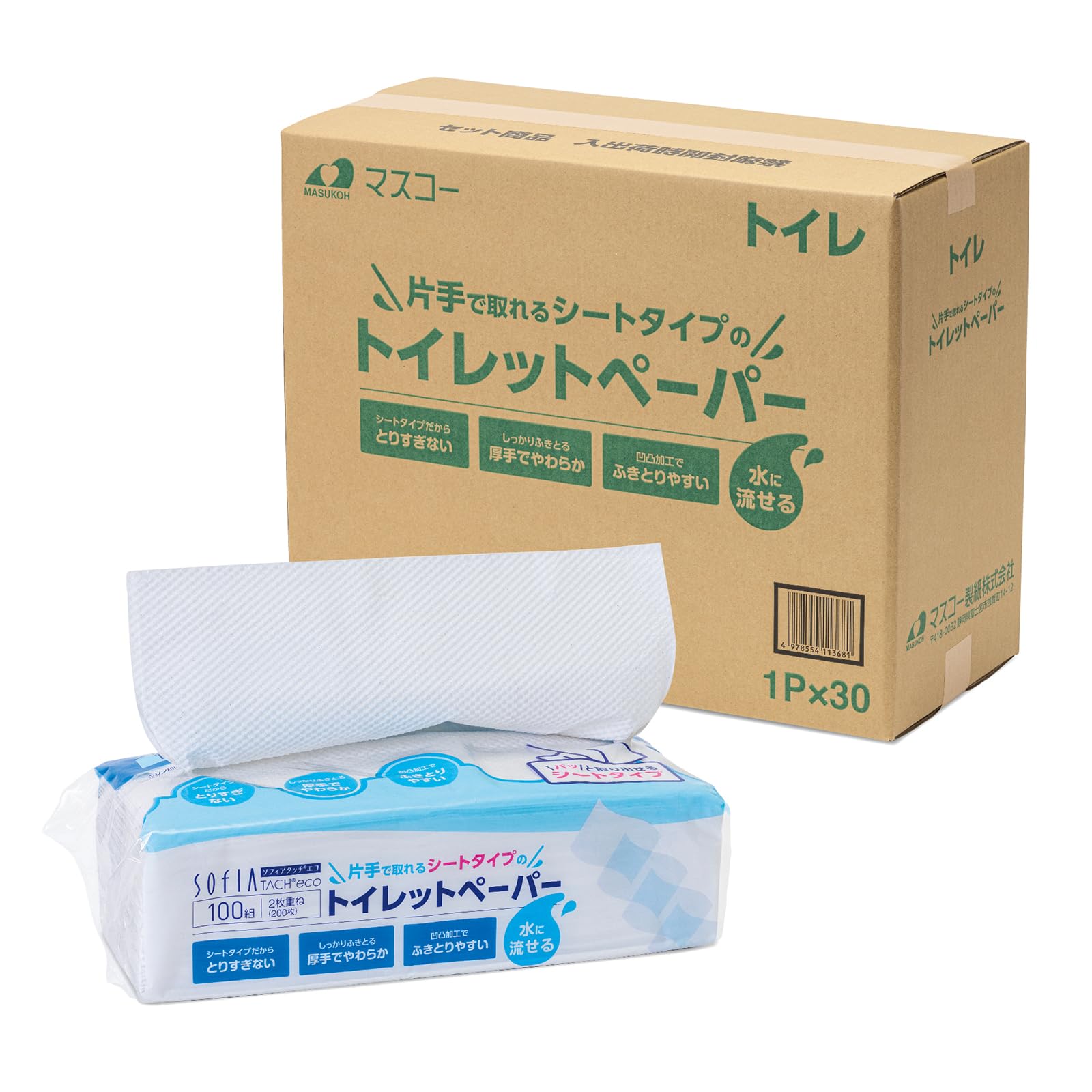 SOFIA TACH eco 片手で取れるシートタイプのトイレットペーパー100…