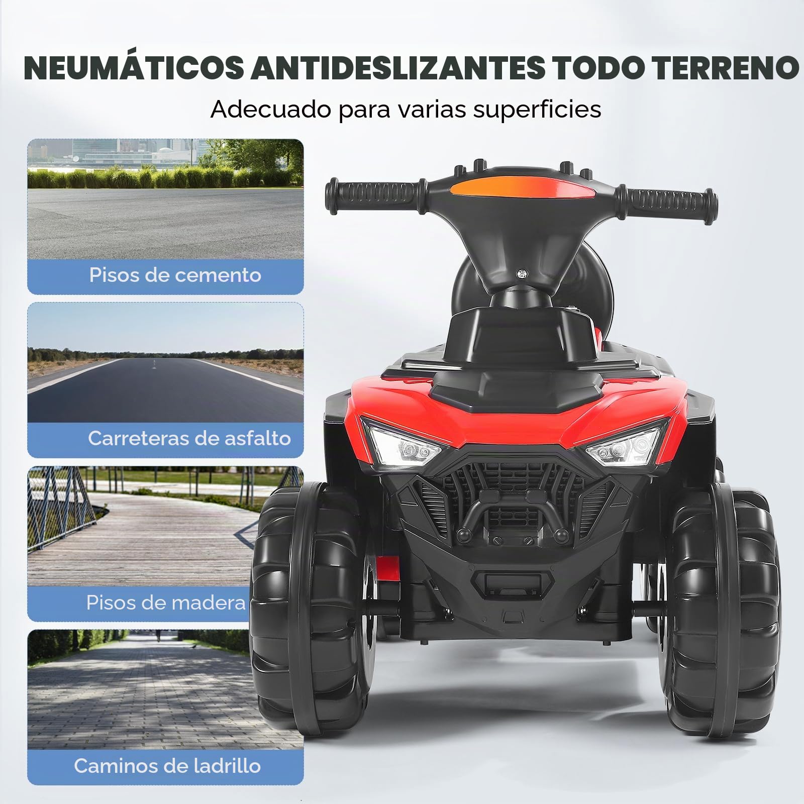 Coche Eléctrico para Niños,Cuatrimoto eléctrica de 12 V para niños con Puerto USB, Motocicleta Infantil con Reproductor de música MP3 y Faros Delanteros, vehículo Infantil (Rojo)
