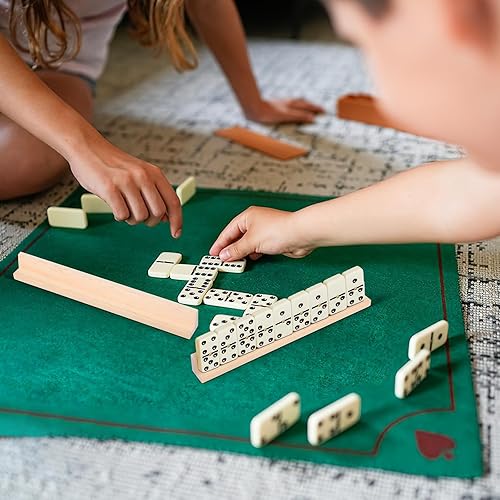 Miniatura 9 de Soportes de madera para dominó, paquete de 8 bandejas de dominó multifuncionales, estantes de escritorio, adornos de letras para juegos de cartas y