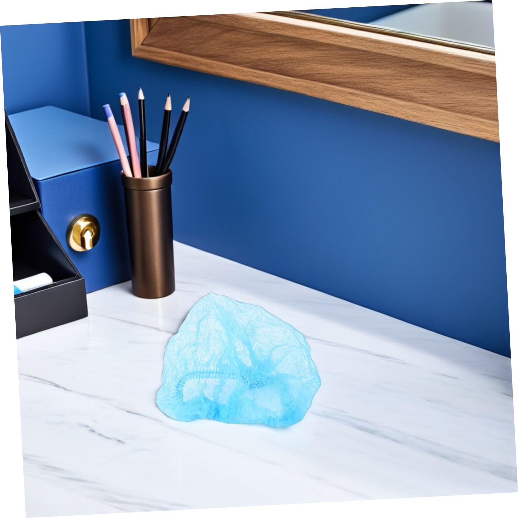20pezzi Cuffie Monouso in Non Cuffie per Trucco Doccia Elasticizzati Design Adatto per Ospedali Laboratori e Trucco Blu