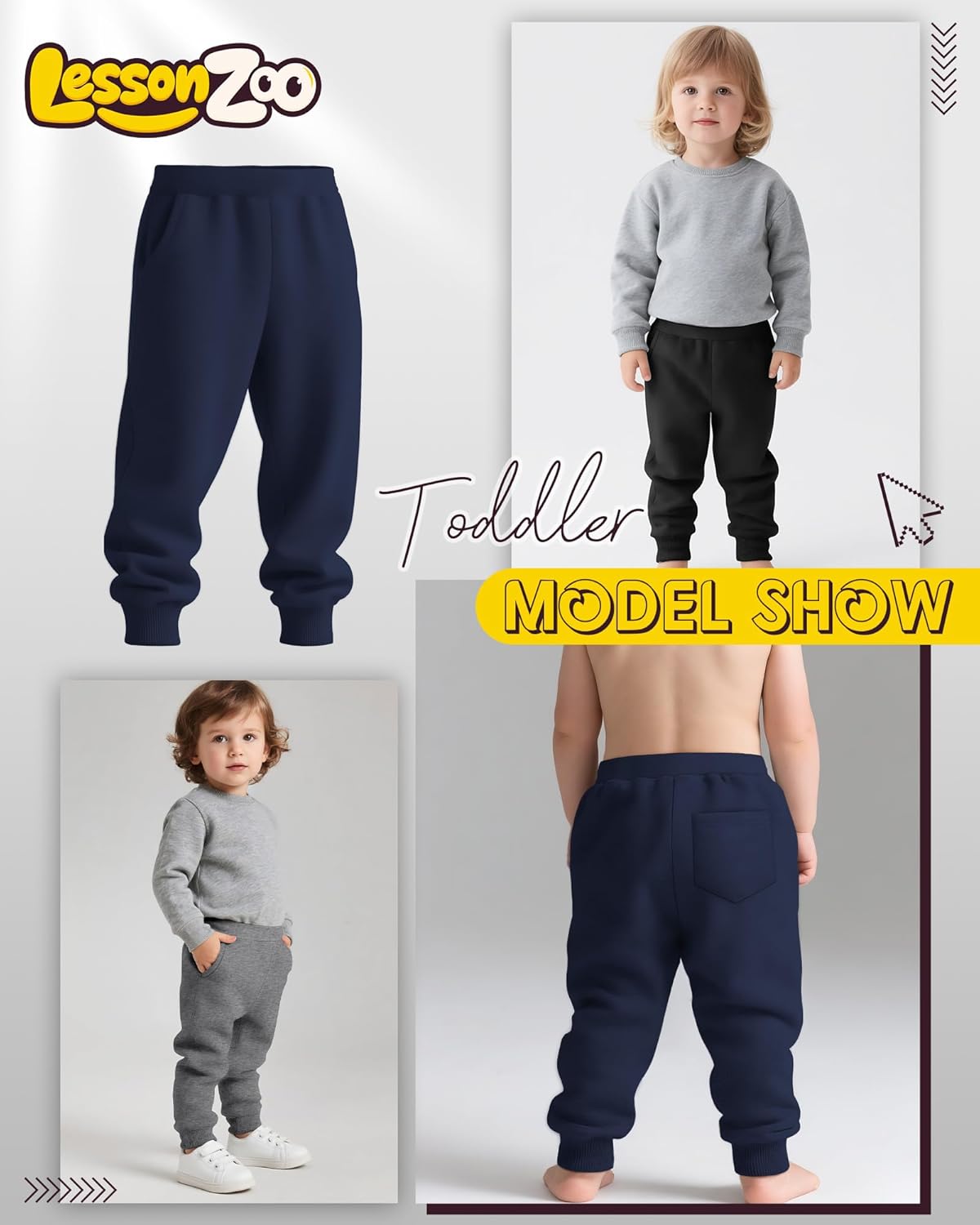 3 Pack Boys' Sweatpants Toddler Athletic Elastic Waist Pants Active Joggers with Pockets 2025 Fall