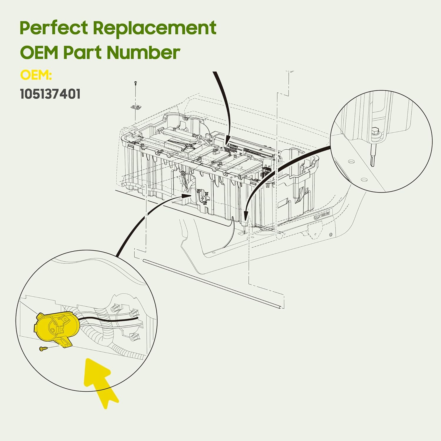 10L0L Golf Cart 48 Volts Charger DC Receptacle for Club Car Precedent Tempo 2014-up Electric Golf Carts, OEM#105137401