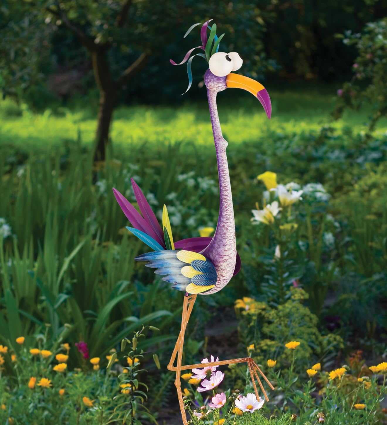 Regal Art & Gift Goofy Bird Metal Garden Stake - Playful Outdoor Yard Décor, Handcrafted & Weather-Resistant Metal Art for Lawn, Patio & Garden Display - Crane
