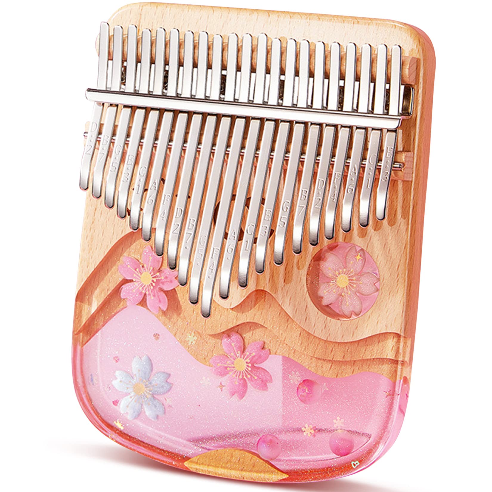 Kalimba Piano à pouce 21 touches en cristal et bois avec sac portable en EVA, marteau d'accordage, pianos à pouce, harpe à doigt Mbira, cadeau pour adultes, enfants, débutants, 21 touches