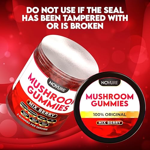 Miniatura 8 de Gomitas de hongos de 2500 mg, mezcla 10 en 1 con melena de león, cordyceps, cola de pavo, reishi, shiitake, chaga, maitake, zinc, vitamina C y B,