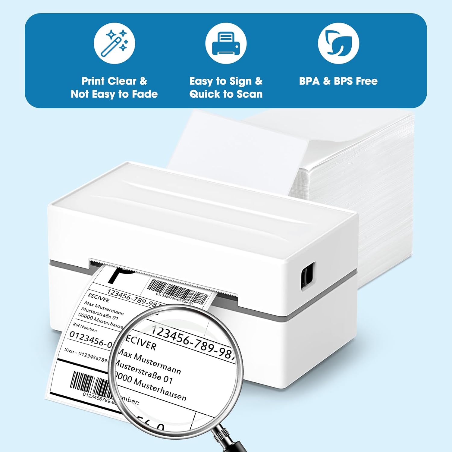 Fuxury Thermal Labels 4x6 200 Labels Fanfold Direct Shipping Label with Perforated and Strong Adhesive Mailing Stickers Paper Thermal Printer Sticker for Most Printer Shipping Supplies - Image 4