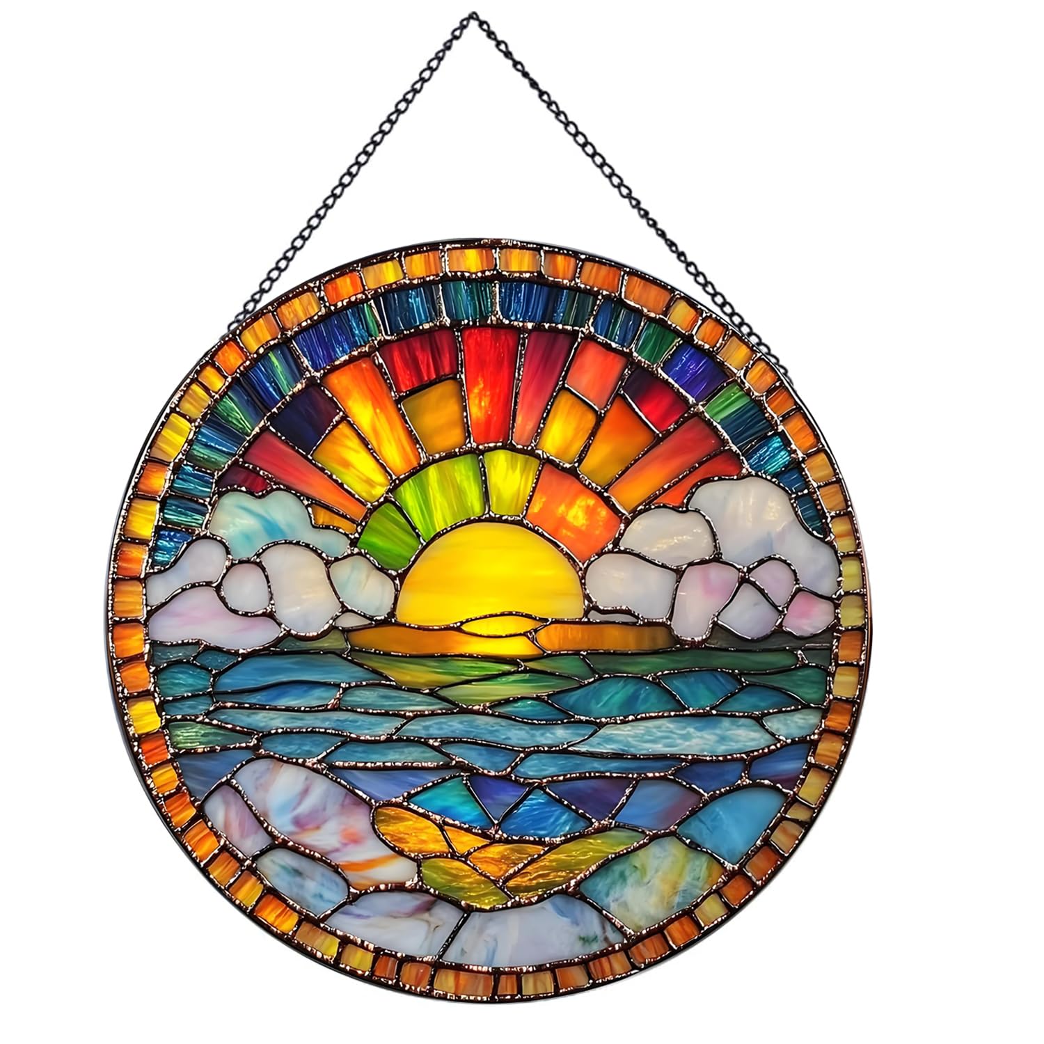 Vitrail pour fenêtres et jardin : attrape-soleil décoratif de 20 cm pour festival
