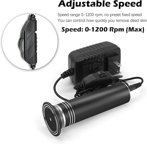 Miniatura 3 de Removedor de callos eléctrico mejorado para pies, 1200 RPM, velocidad ajustable, lijadora eléctrica profesional de pies, amoladora de pies, lima