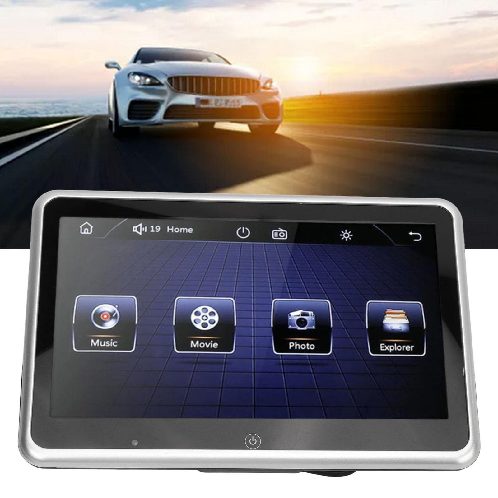Monitor Reposacabezas Coche, Pantalla Táctil 10,1 Pulgadas 1024X600, Enlace Espejo Transmisor FM, Reproductor DVD Multimedia for Familias Viajes Largos Pasajeros Entretenimiento en Carretera