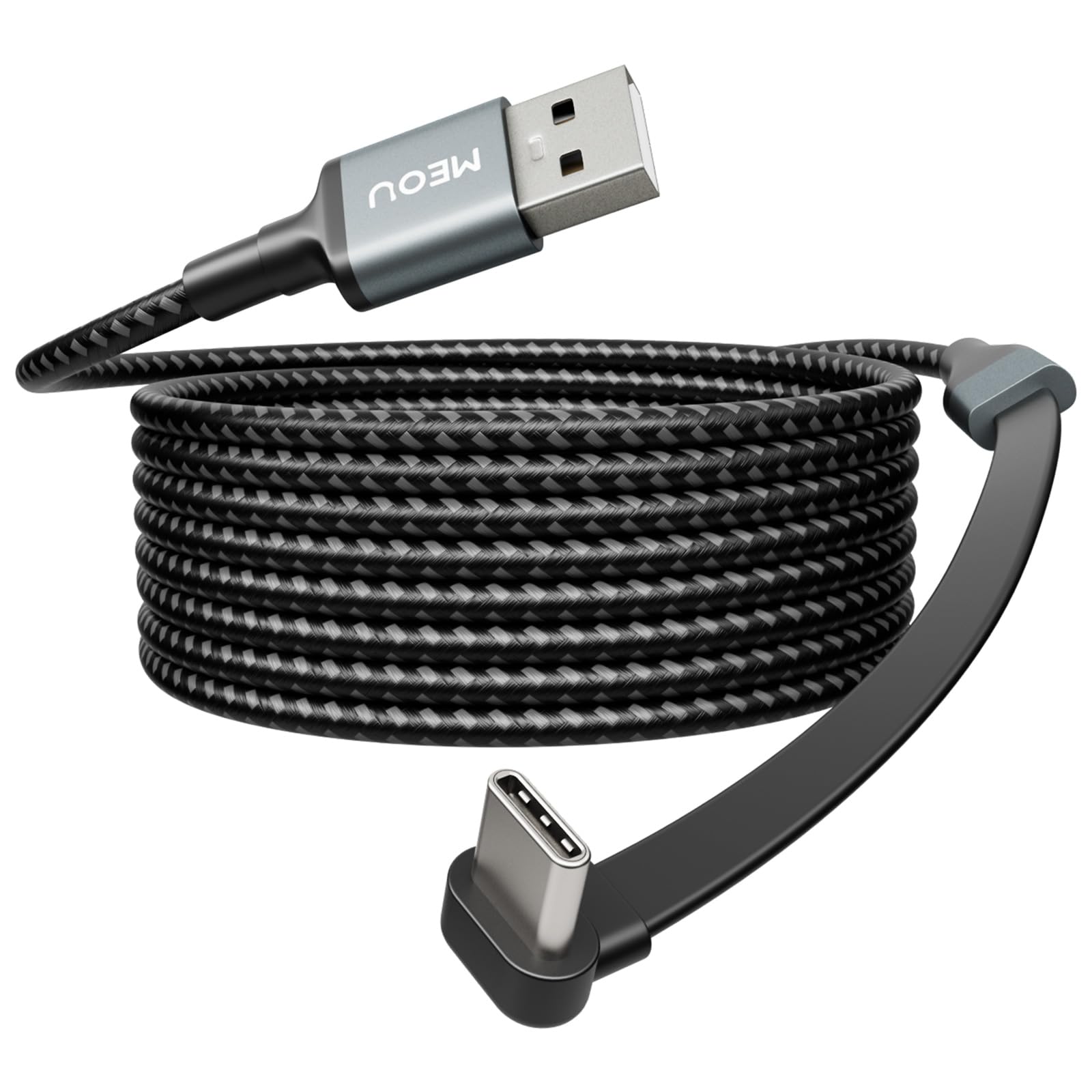 Cavo da USB a USB C da 3 m, 60 W, da USB A a USB C, cavo di ricarica rapida USB C ad angolo retto in nylon intrecciato per iPhone 16/15, iPad Pro, Samsung Galaxy S21/S22/S23/S24, Note 20 10, Pixel 8,