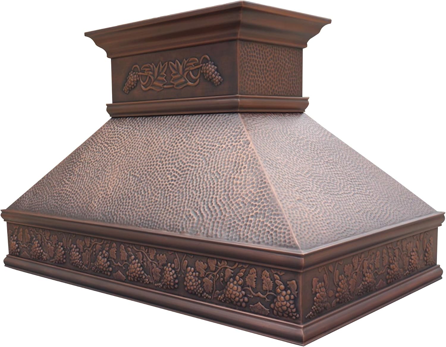 CT Copper Tailor Copper Vent Hood Wall Mount,36'' W,30''H, 610 CFM Exhaust Fan,Stainless Steel Vent,LED Light,Dishwasher-Safe Baffle Filters,Heavy Hammered-Medium Patina,VH10A