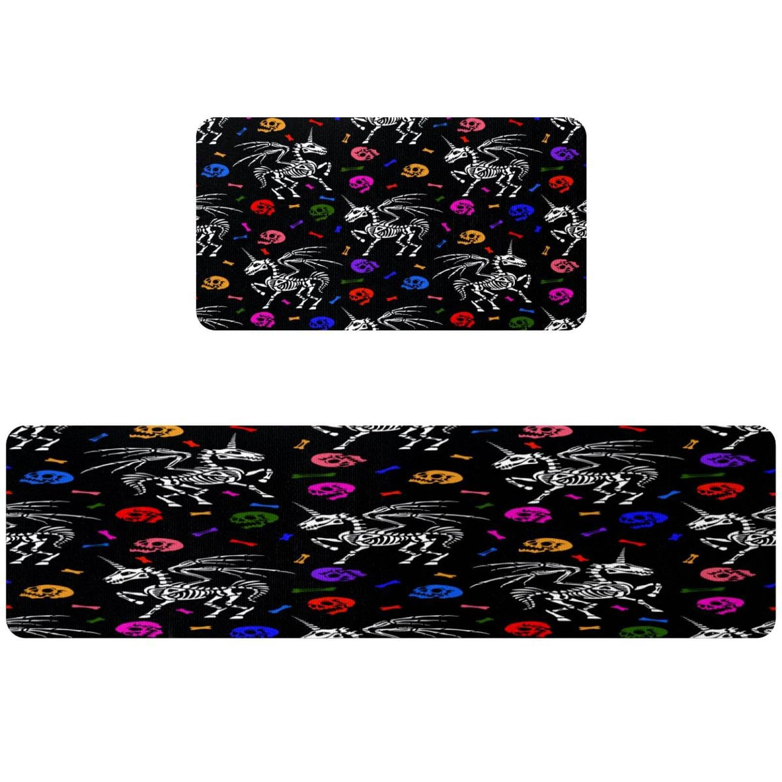 Tapis de cuisine absorbant avec crânes et os pour buanderie