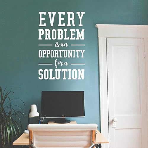 Calcomanía de vinilo para pared, diseño con texto en inglés «Every Problem is an Opportunity for A Solution», 44 x 30 pulgadas, cita motivacional