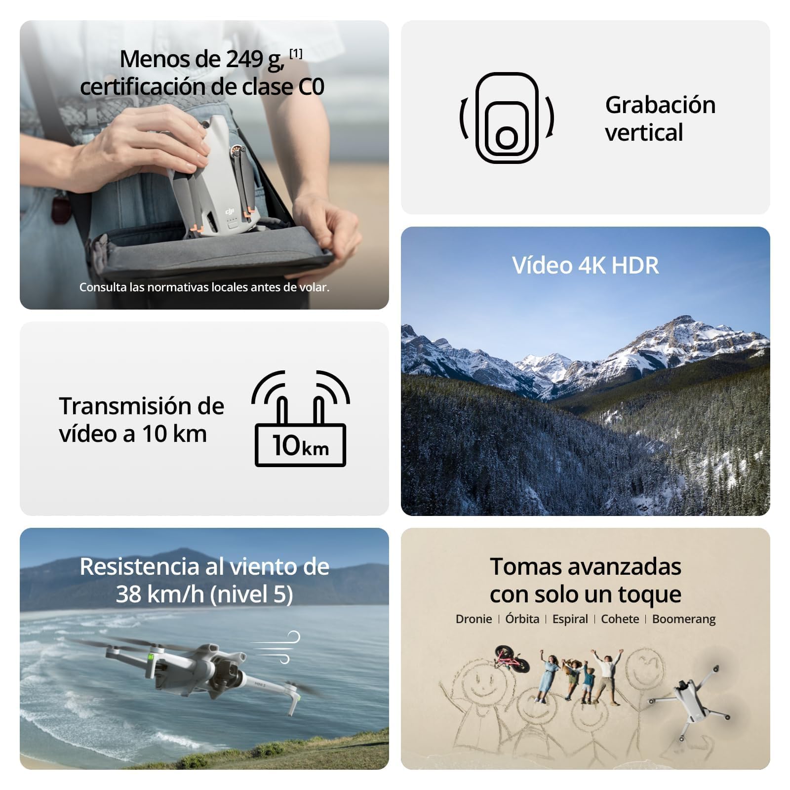 DJI Mini 3 Fly More Combo (con DJI RC) – Mini drone con fotocamera leggero e pieghevole con video in 4K HDR, autonomia di 38 minuti, Riprese verticali native e funzioni intelligenti