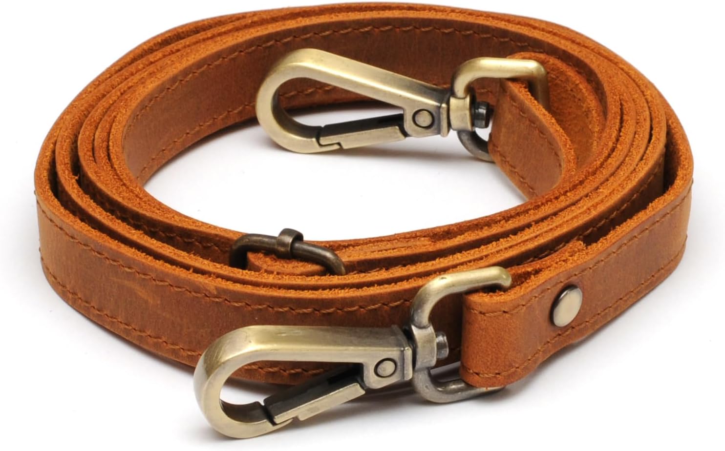 Full Grain Leather Replacement Strap for Handbags, Purses, Crossbody Bags, & Laptop Cases | Adjustable Shoulder Strap with Swivel Clasps | Camel, 0.6 in. Wide
