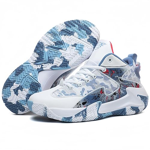 Mens Basketball Shoes Non-Slip Breathable Outdoor Sneakers Fashion Graffiti Sports