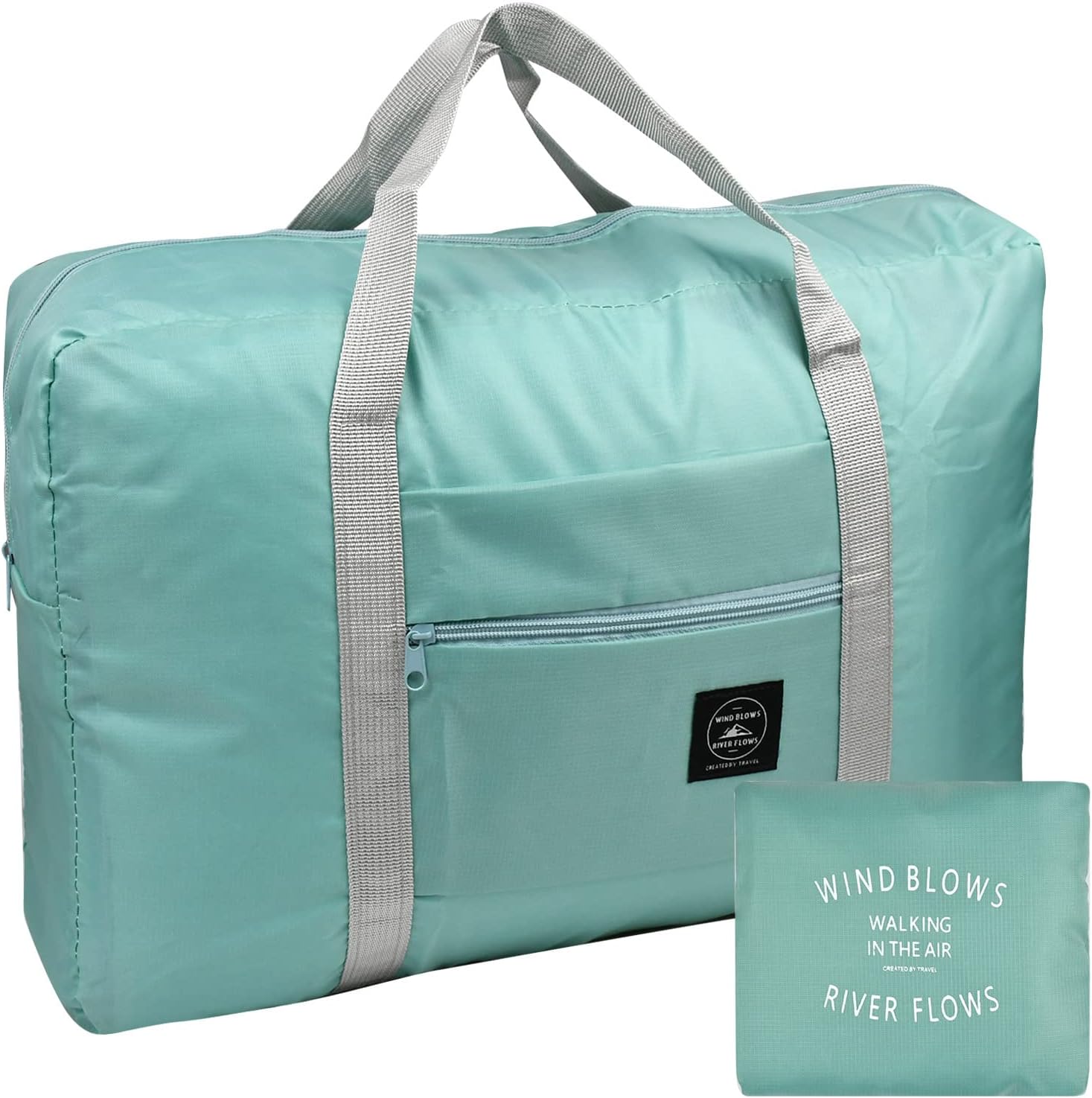 Travel Tote Bag,For Spirit Airlines Personal Item Bag 18x14x8 Foldable Travel Duffel Bag Tote Lightweight Weekender Overnight Carry on Luggage Bag for Women and Men (Blue-green)
