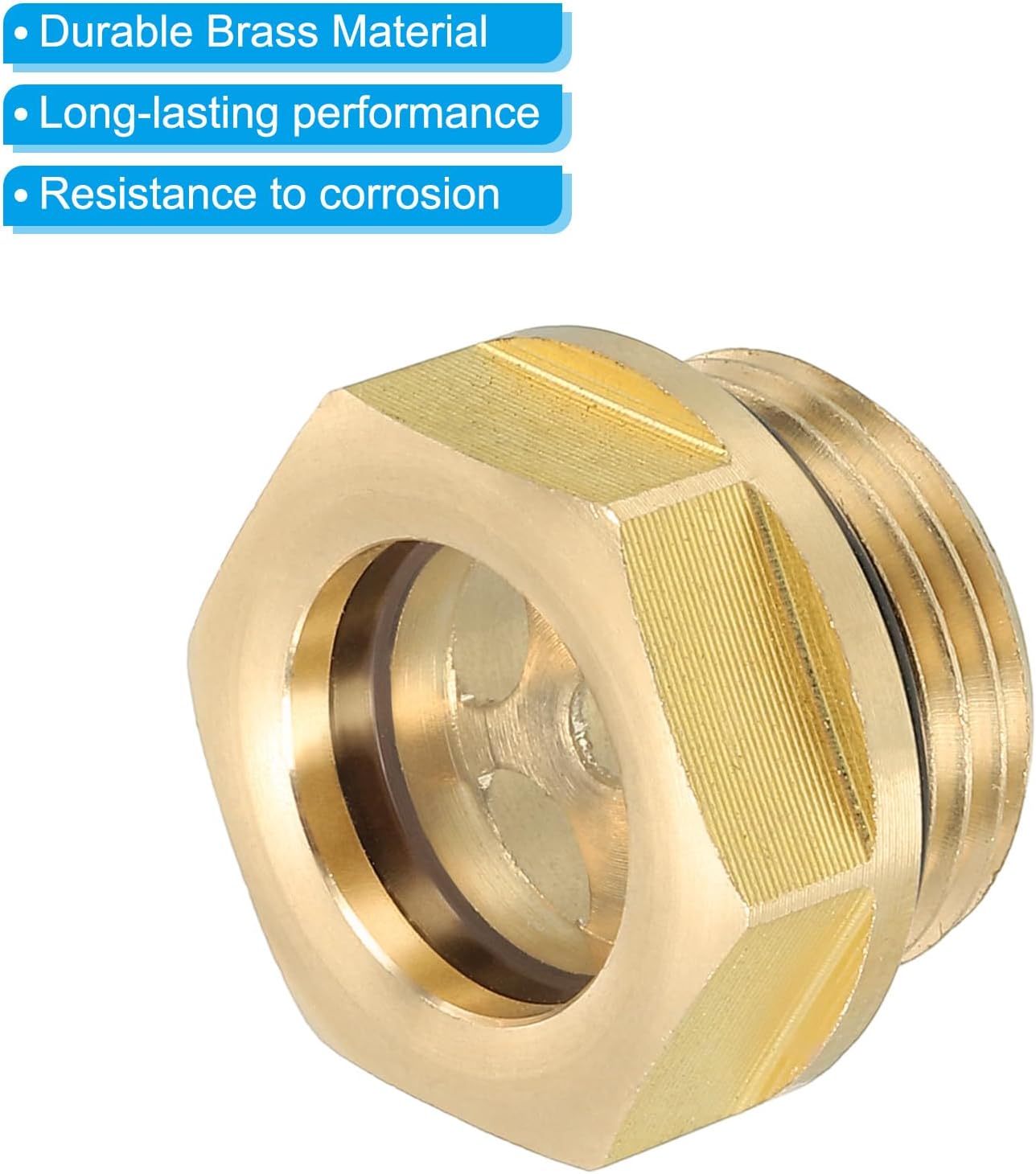 PATIKIL Air Compressor Oil Sight Glass, 2 Pack M20*1.5 Male Thread Brass Oil Liquid Level Gauge Air Compressor Parts with O-ring