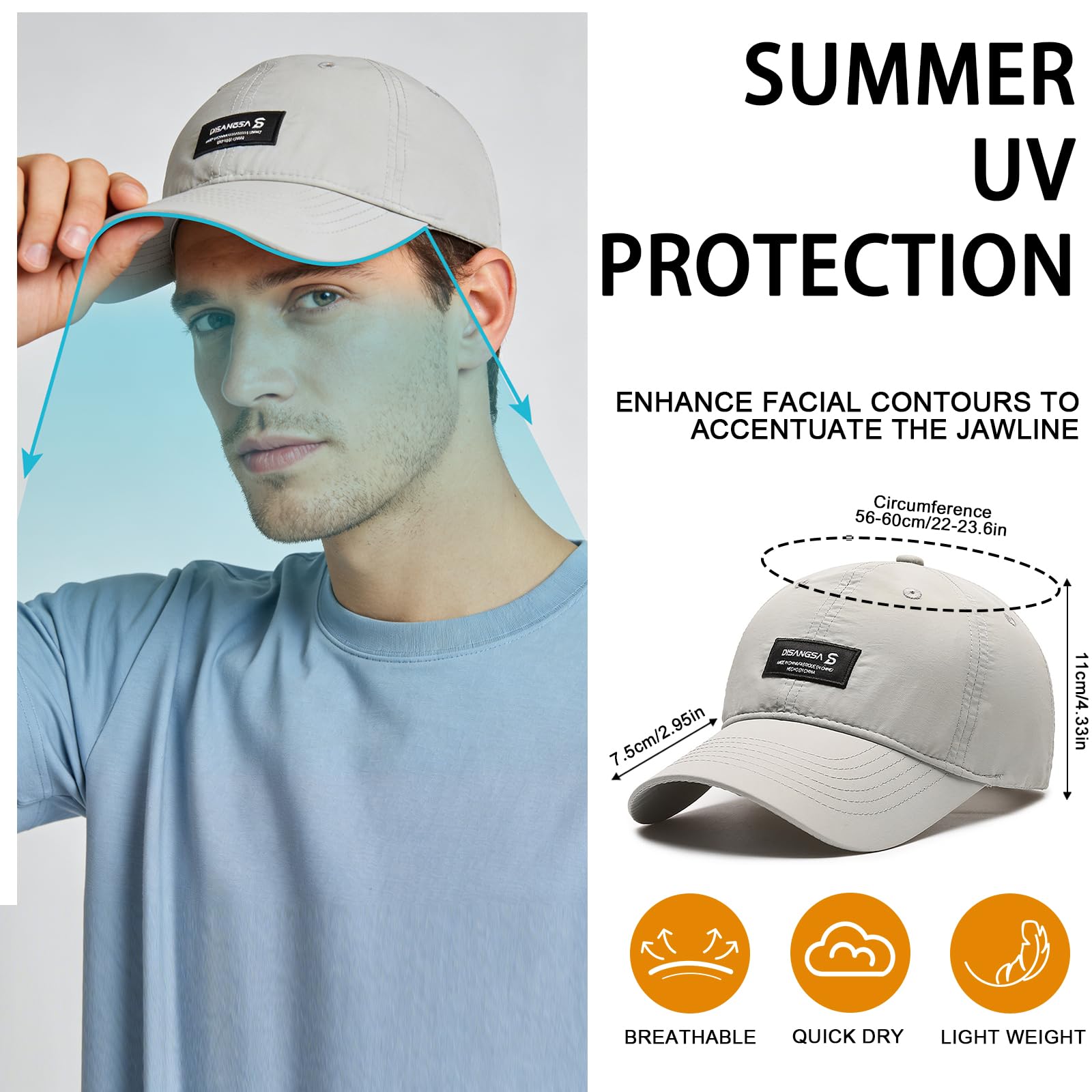 LCKEBT 2 Packs Gorras Verano Running Hombre Impermeable, Gorra de Béisbol Secado Rápido Protección Solar, Sombrero de Sol de Transpirable Ligeras Plegable para Senderismo Pesca Jungla — view 5