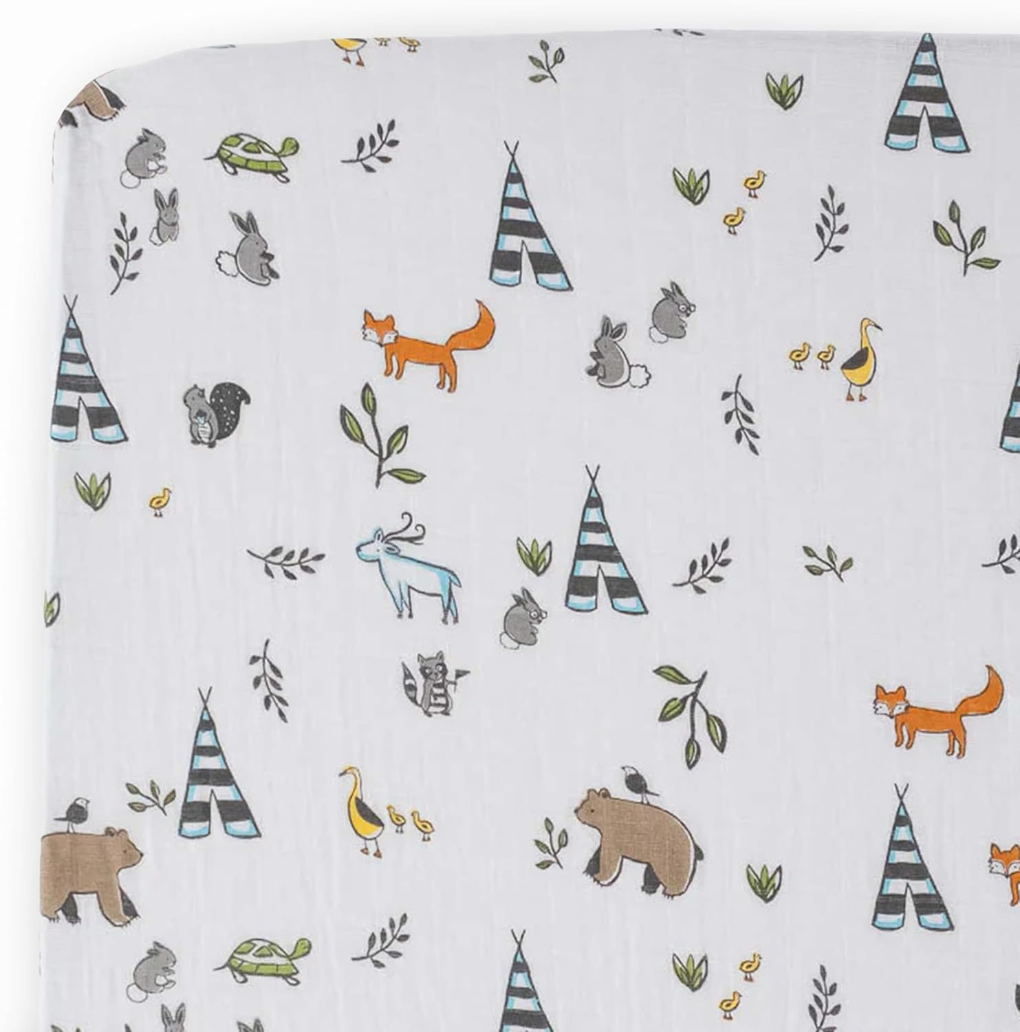 Little Unicorn Premium Crib Sheet | Breathable & Super-Soft Muslin Fabric (Forest Friends)