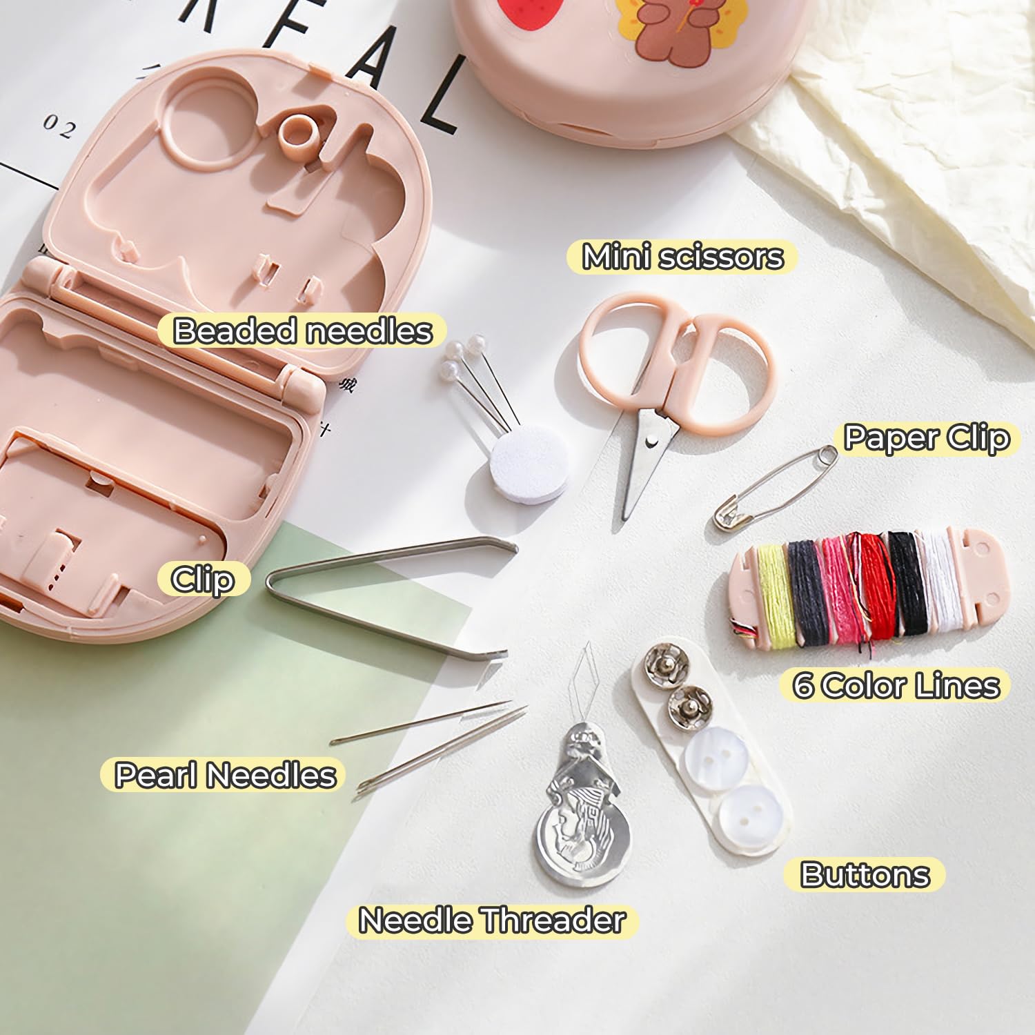 Mini Kit De Costura De Viaje - Incluye Agujas, Hilos, Tijeras, Botones... En Estuche Compacto 7x6.8 Cm
