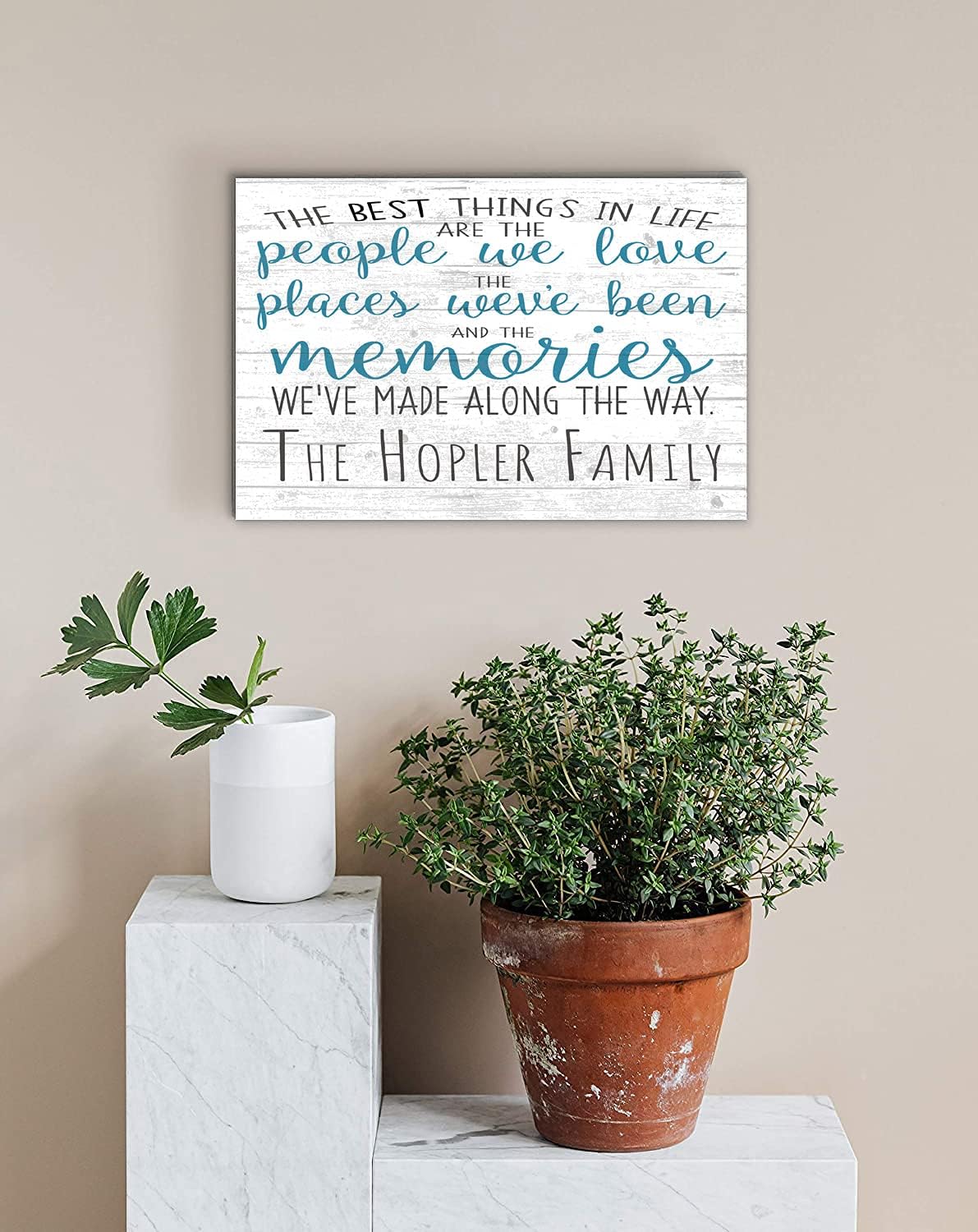 The Best Things In Life Family Name Sign Personalized With Names Custom Wood Farmhouse Decor for Home, Anniversary, Wedding, Couples Gift Idea
