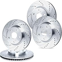 R1 Concepts Brake Rotors fits 2003-2008 BMW Z4| Drilled and Slotted Silver Disc Brake Rotor Set 12.0" Front & 11.6" Rear