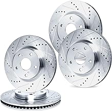 R1 Concepts Front and Rear Brake Rotors For 2017-2024 Alfa Romeo Giulia, 2018-2024 Alfa Romeo Stelvio| Drilled Slotted Disc Brake Rotors| Brakes and Rotors Brakes and Rotors