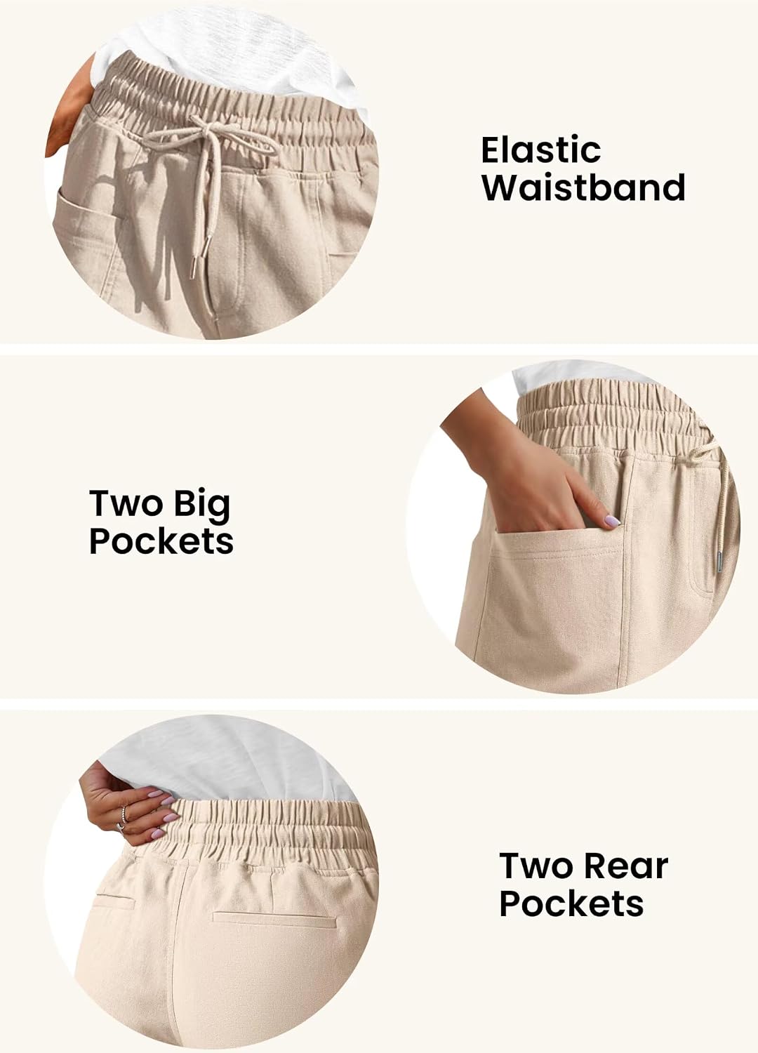 ANFTFH Womens Casual Elastic Shorts Summer Drawstring Waist Comfy Shorts with Pockets