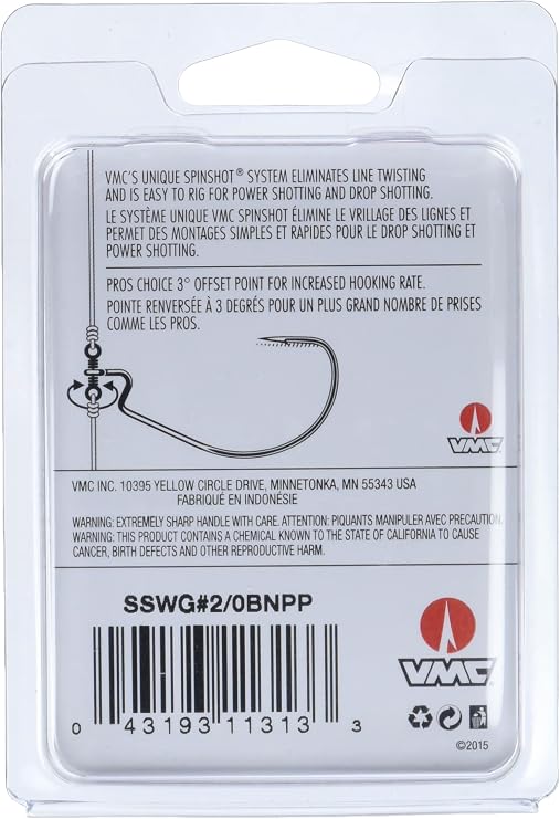 VMC Spinshot Wide Gap Hook Black Nickel 2/0, One Size