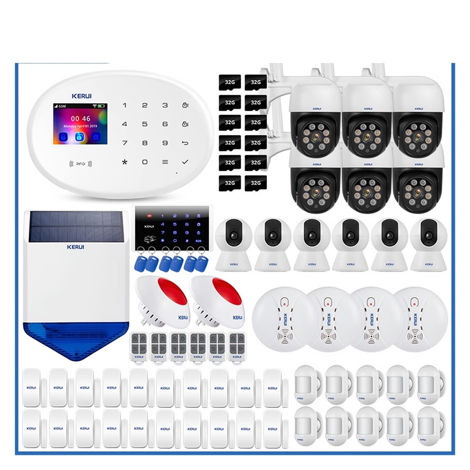 Kit de système d'alarme TUYA Smart Home Home 4G GSM WiFi Contrôle de la caméra du système de sécurité des alarmes sans Fil Pir Sirène du capteur(Kit 4)