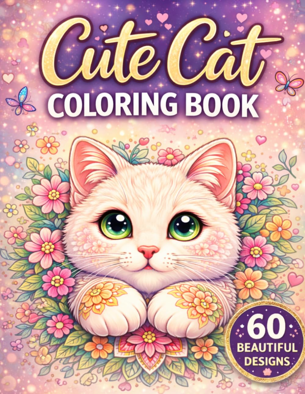 Cute Cat Coloring Book for Adults: Adorable and Relaxing Cat Designs for Stress Relief and Mindfulness (Calm Animals Coloring Series)