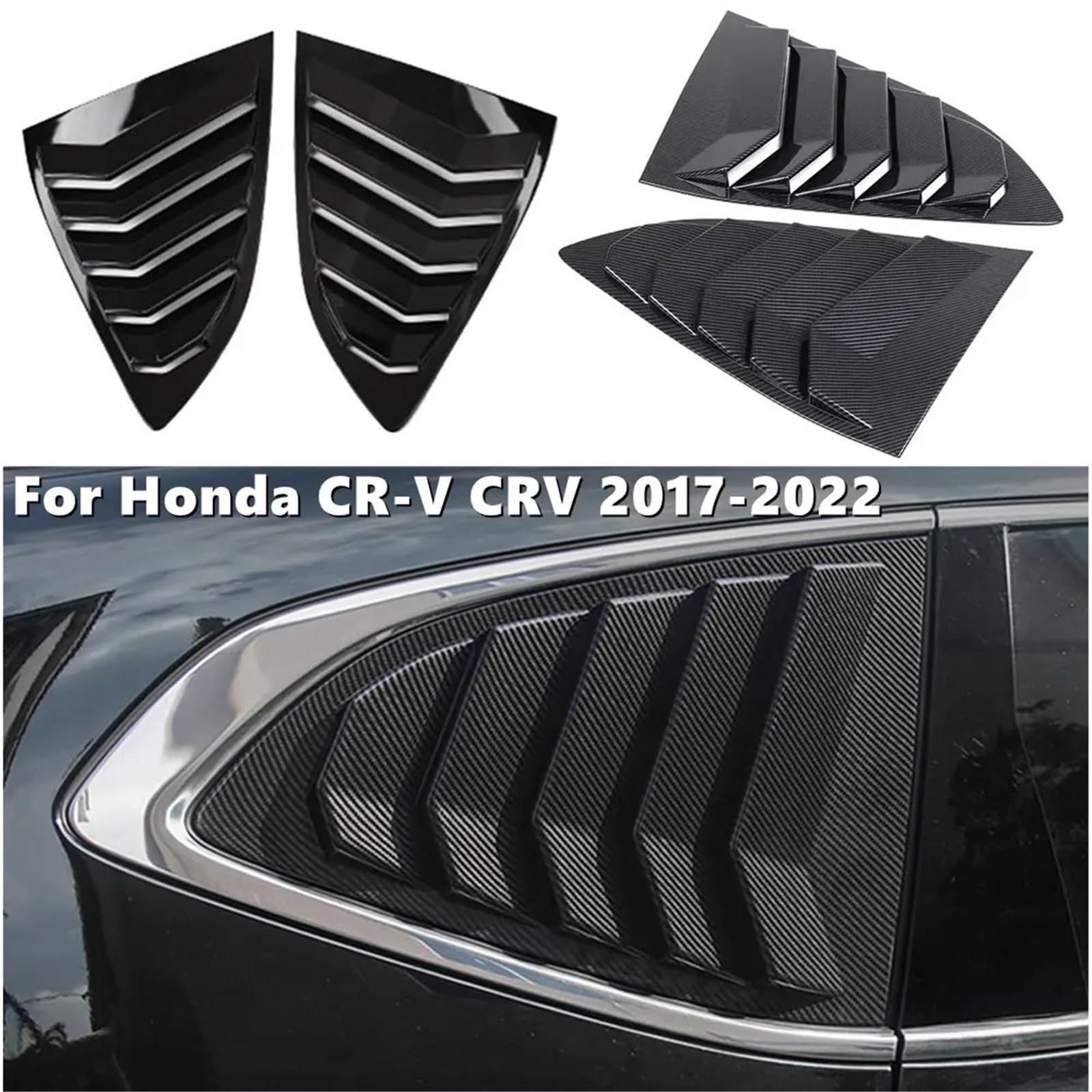Zaluzje do okien bocznych Pasuje do samochodu Honda CR-V CRV 2017-2022, żaluzja tylnej szyby, osłona bocznych otworów wentylacyjnych, naklejki ozdobne Osłonę bocznej żaluzji samochodu(Carbon Look)