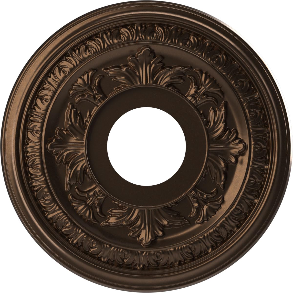 Ekena Millwork CMP13BACAB Baltimore Thermoformed PVC Ceiling Medallion (Fits Canopies up to 5 1/4"), 13"OD x 3 1/2"ID x 3/4"P, Metallic Antique Brass