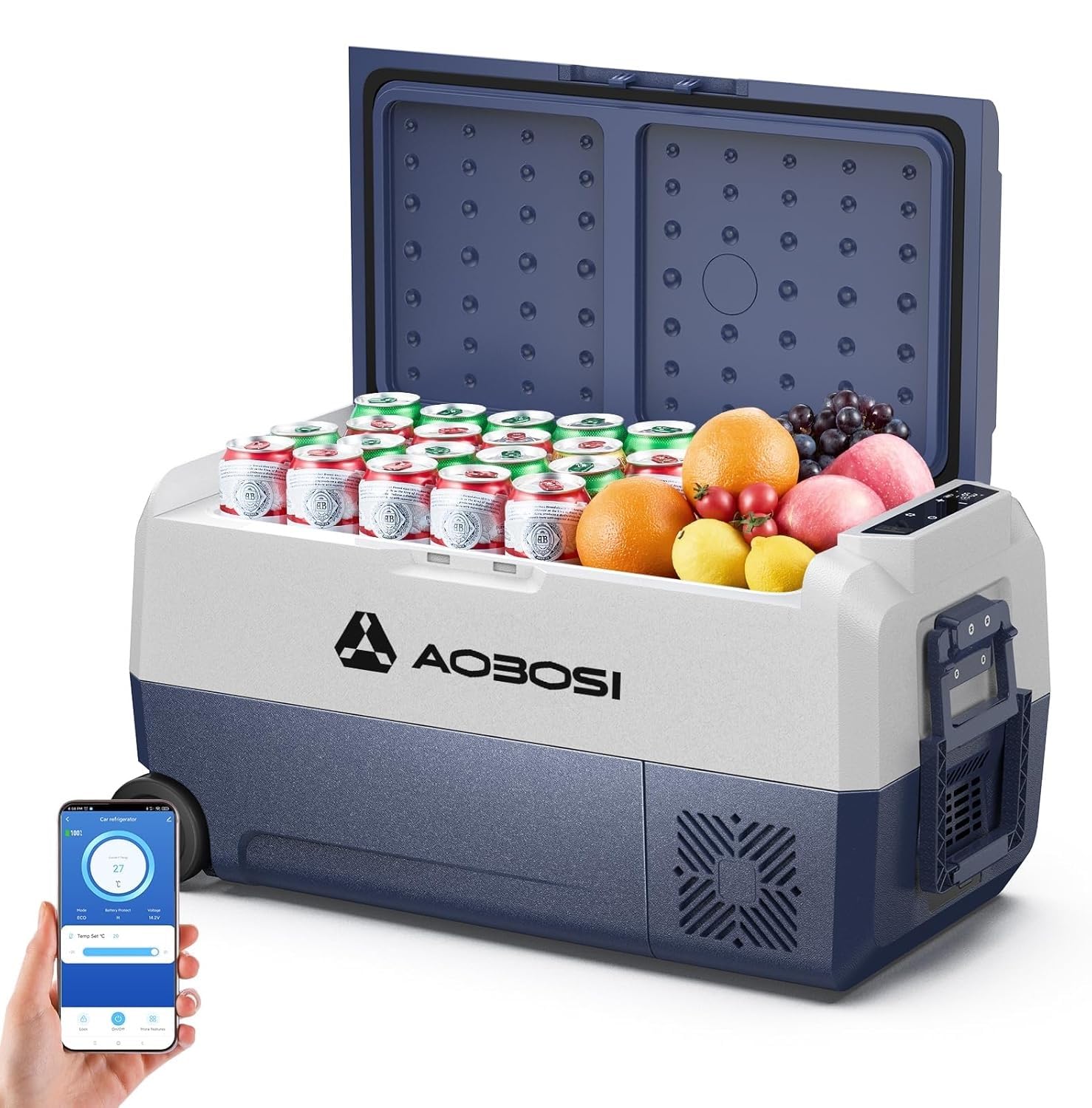 AAOBOSI Kompressor Kühlbox 36L, kühlbox 12v 230v mit APP-Steuerung, -20℃ bis 20℃ Camping kühlschrank, für Auto, LKW, Boot, Camping, Reisen, Fischen, Garten & Outdoor-Aktivitäten