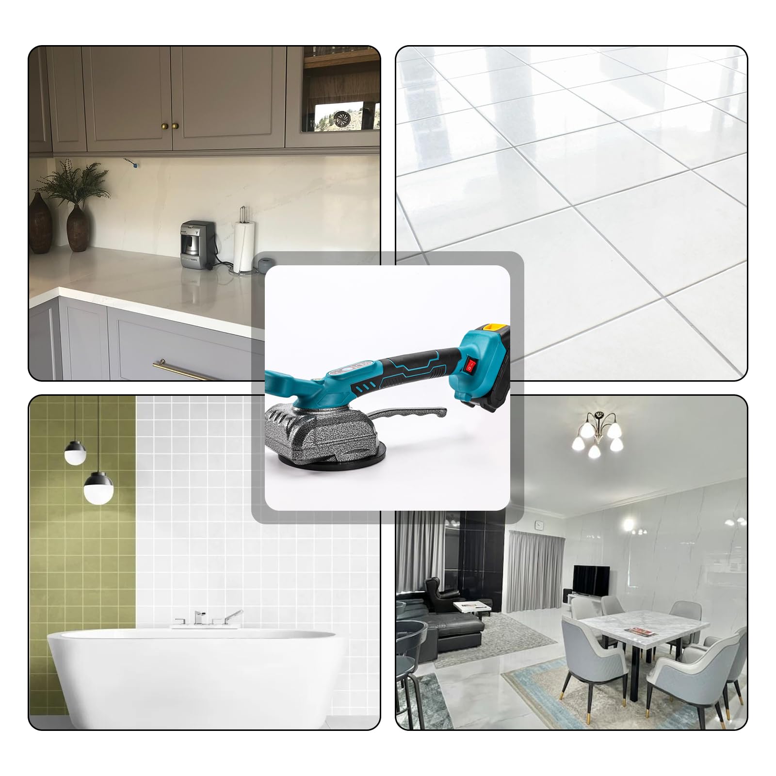 Vibratore professionale per piastrelle per sistema Makita da 18 V – 100 kg di forza adesiva, 13 cm di velocità, ideale per ceramica, pietra naturale e vetro (30 – 260 cm) – batteria non inclusa
