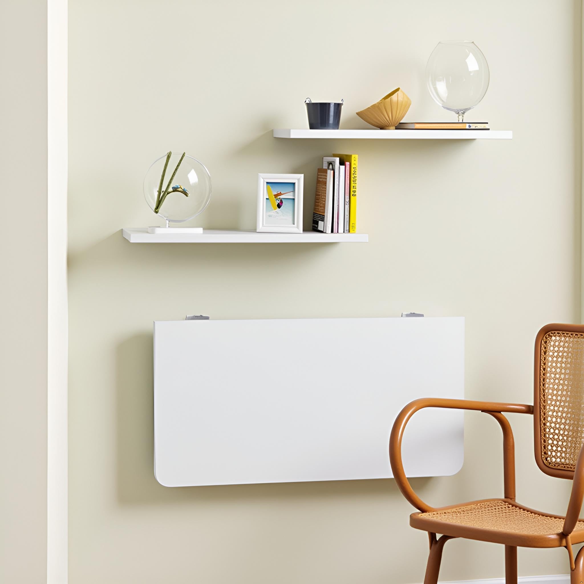 Wandklapptisch, 80x50cm, Weiß, Minimalistischer Schreibtisch für Küche und Büro, Klappbar, Maximale Belastung 20kg (Weiß, 80x50cm)