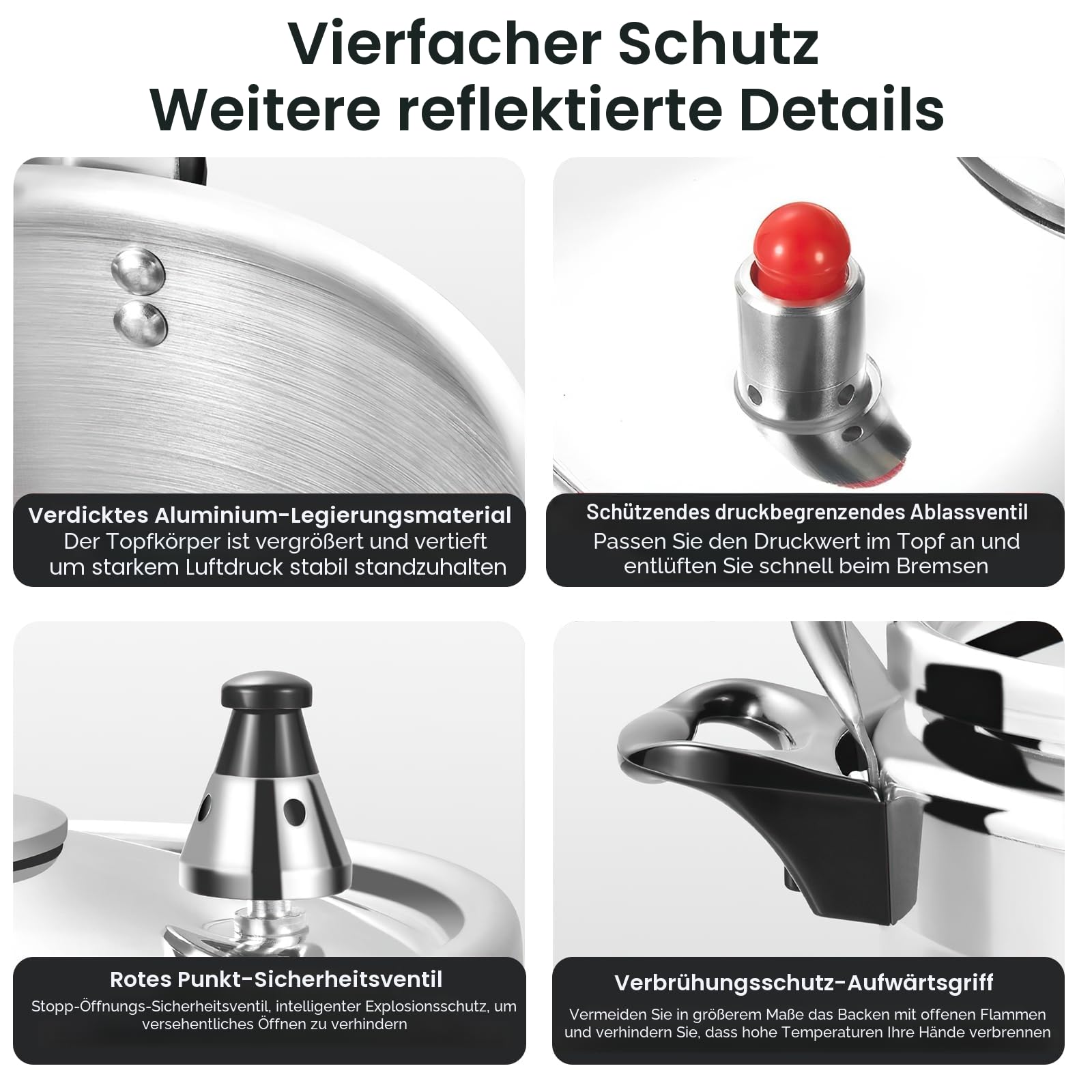 Eznaobo Schnellkochtopf Für Küche Und Gastronomie, Schnellkochtöpfe Aus Aluminiumlegierung Mit Sicherem Ventil, Doppelseitiger Bremssattelverschluss, Konserventopf Die Meisten Herdarten, 7 L