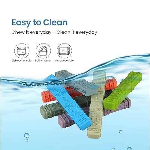 Miniatura 6 de Juguetes sensoriales masticables para niños autistas, paquete de 4 palitos mordedores, herramienta masticable de motor oral para masticadores