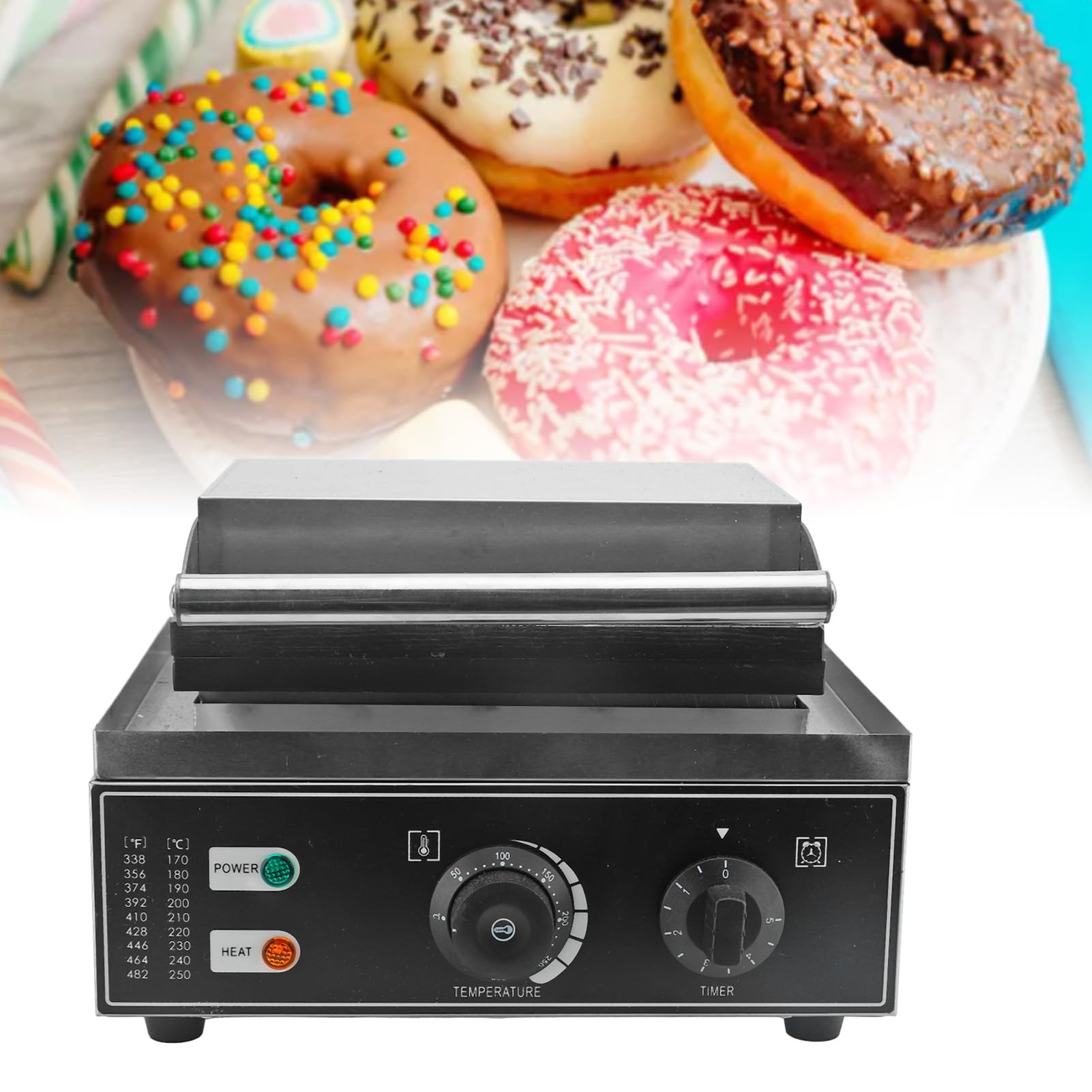 Kommerzieller Donut-Maker, 6 Löcher, doppelseitige Heizung, antihaftbeschichtet, elektrische Donut-Maschine für Küche, Dessertladen