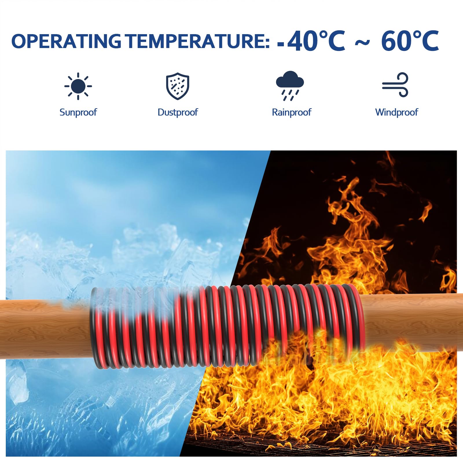 EnergyPro Cable eléctrico de 12 AWG, 0,75 mm², total de 30 metros, 15 negros y 15 rojos, cable de cobre de aluminio recubierto de cobre