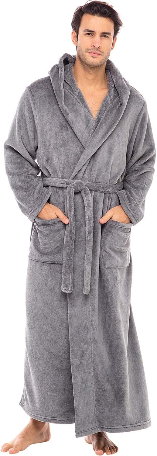 Alexander del rossa men's fleece long hooded bathrobe Clearance